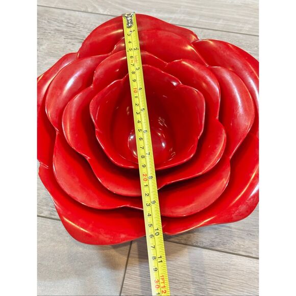 Zak! Designs Red Rose Nesting Bowls 4pc Set - Picture 10 of 11